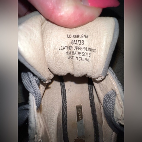Anthropologie Louise et Cie Berlena Sneakers Gray and Pink Size 8 Suede Leather - Picture 6 of 7